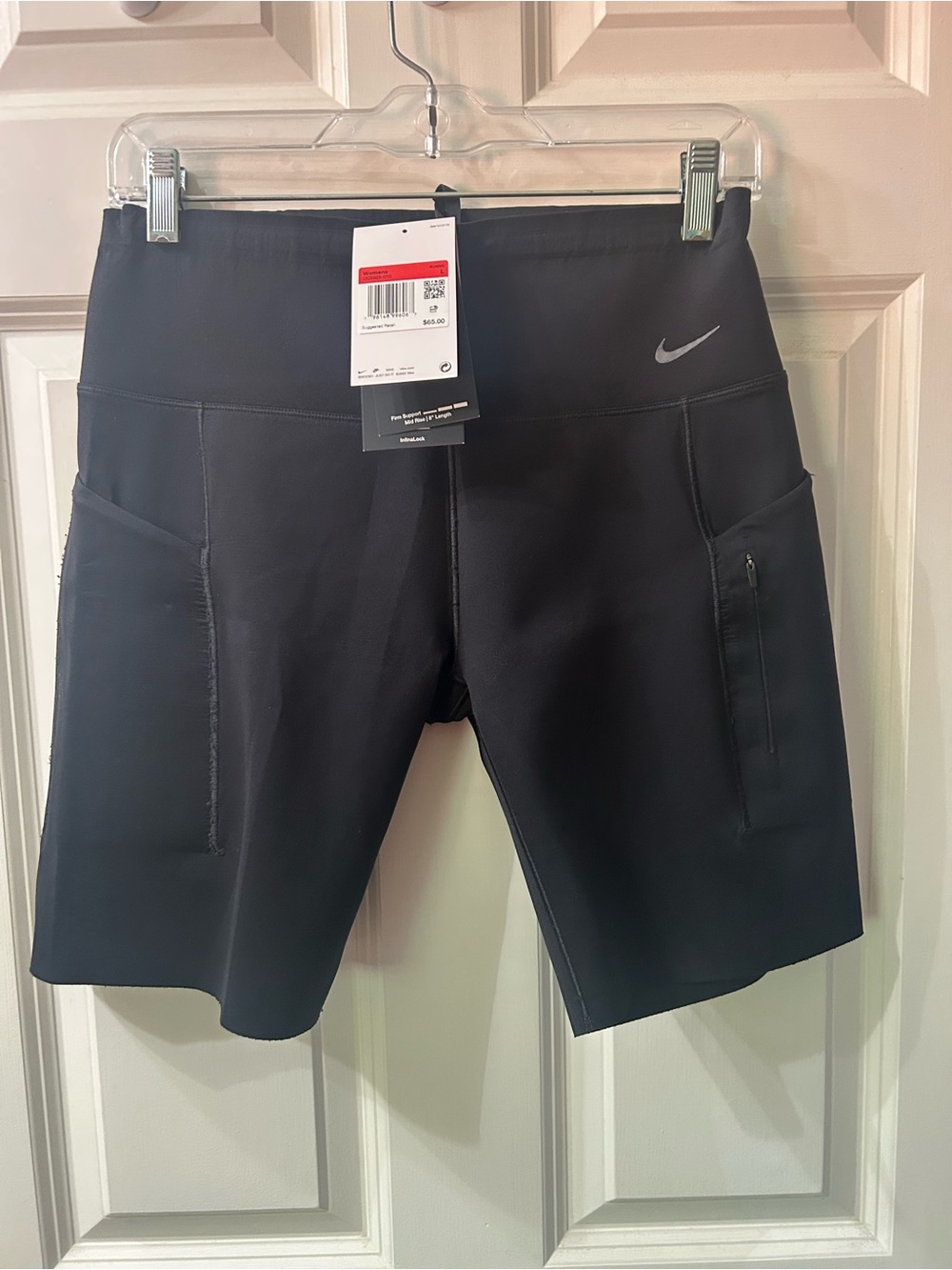 Nike Go DRI-FIT Black Women's 8 inch Length Bike Shorts with pockets